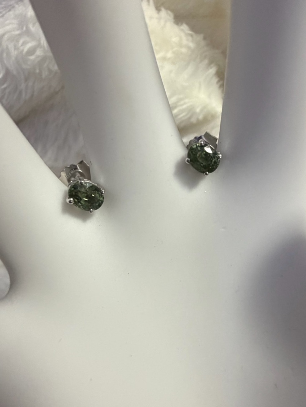 Natural Green Sapphire Stud Earrings